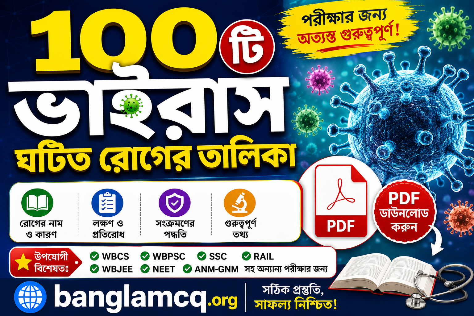 List of 100 Viral Diseases PDF in Bengali 2026